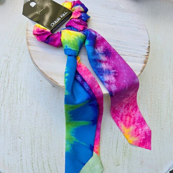 Ana Accessories ✦ Tie-Dye Hair Scrunchie ✦ Ribbon Scarf Ponytail Holder NWT - Picture 2 of 7